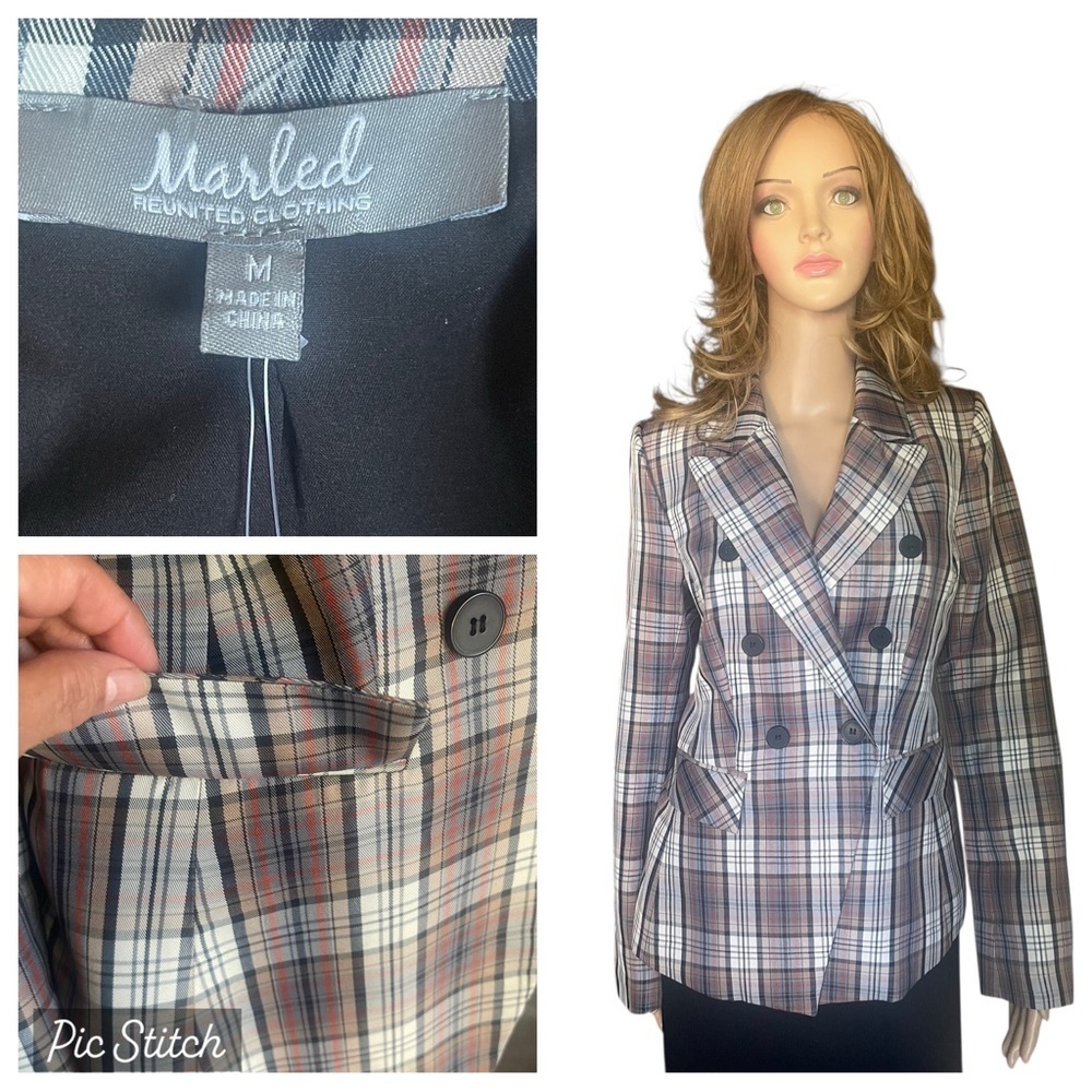 Marled Reunited Clothing Plaid Blazer Doubled breasted jacket size M